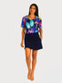 Double Ruffle Bell Sleeves V Neck DIGITAL PRINT Top - T2704